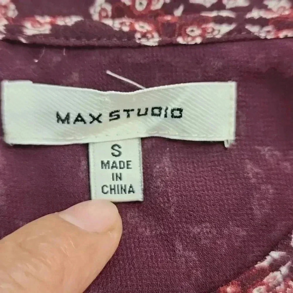 Max Studio Crew Neck‎ Bell Sleeve Geometric Print Chiffon S - Picture 7 of 10